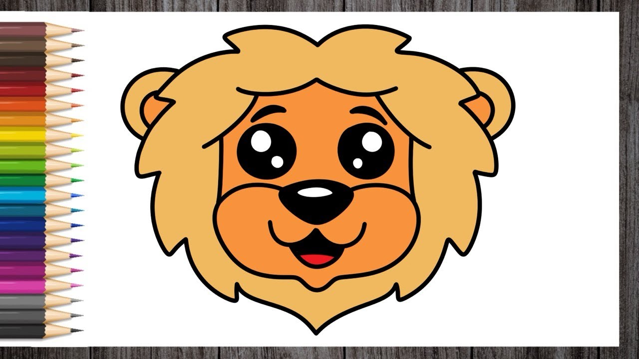 How to Draw a Lion Face Easy for Kids | Lion Drawing | Cute Little ...