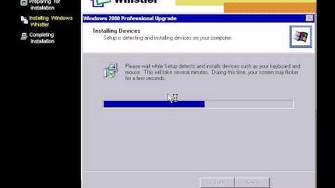 Upgrading microsoft whistler build 2250 on VMWare