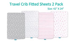 Biloban Travel Crib Sheet-Soft Jersey Cotton, 2 Pack for Boys & Girls(42" X 24"),