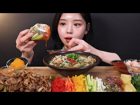 sub)푸짐한-대왕-월남쌈에-차돌박이-쌀국수-먹방-!-(feat.넴)-spring-roll-&-vietnamese-rice-noodle-mukbang-asmr