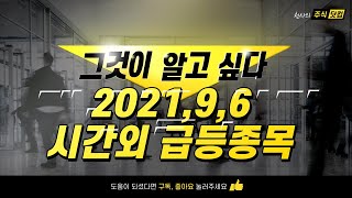 2021년9월6일 시간외급등종목! #오하임아이엔티#대성파인텍#에스티오#무학#한샘#아즈텍WB#이연제약#후성