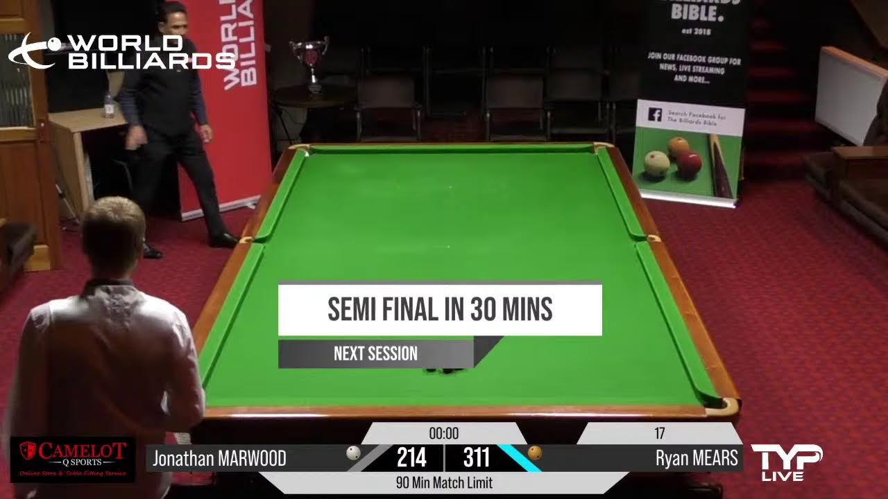 Jonathan Marwood vs Ryan Mears Quarter Finals Welsh Open 2021 World Billiards