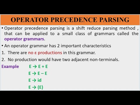 TOPIC 40 - OPERATOR PRECEDENCE PARSING - YouTube