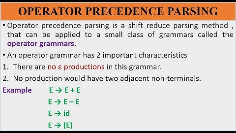TOPIC 40 - OPERATOR PRECEDENCE PARSING