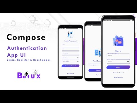How to create Login, Register & Reset app UI UX screens in Jetpack compose