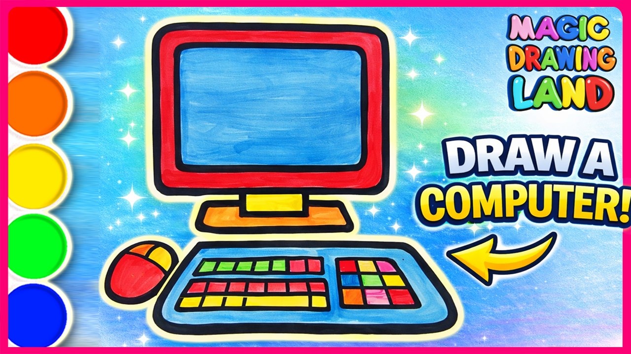 Simple Drawing Kid Using Computer How to Draw a Computer 🖥️ | Easy Drawing & Coloring for Kids - YouTube