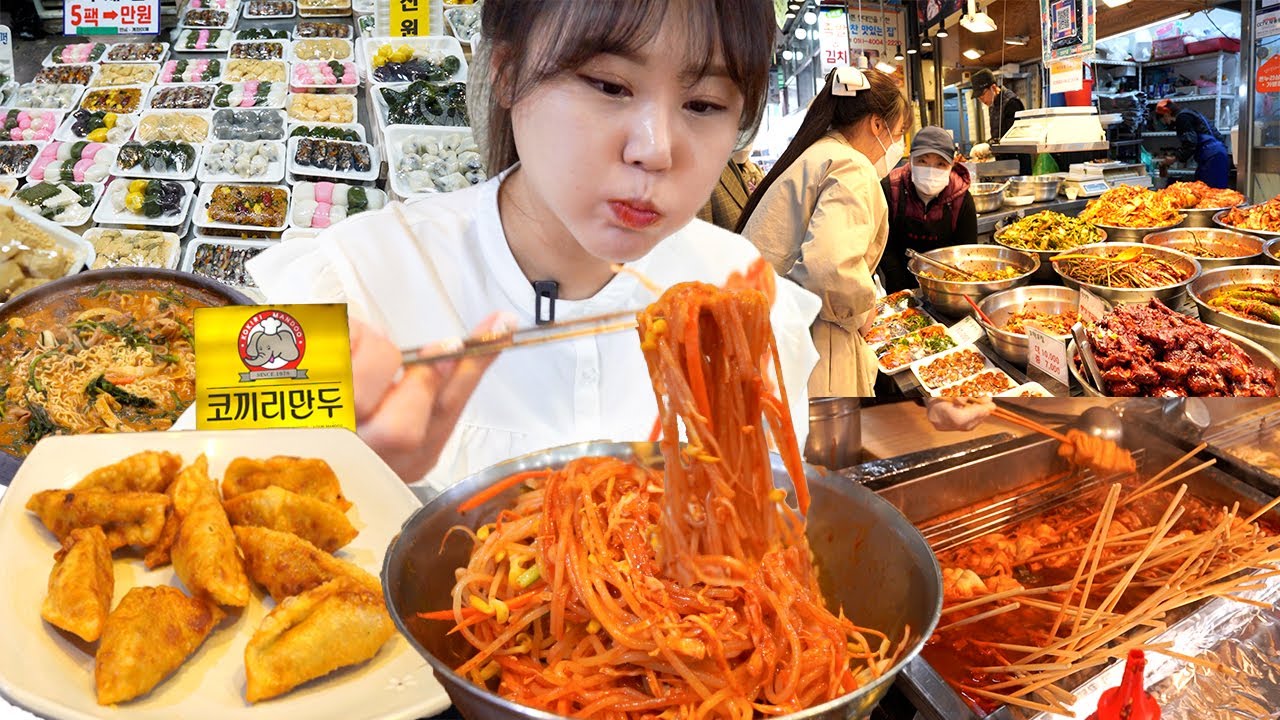 Сувонский рынок Мукбанг и шопинг🍥Острые рыбные котлеты, жареные пельмени, чжолмён, и т. д.