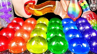 ASMR RAINBOW DRINKS, WATER BALLS, DRINKINNG SOUNDS, HONEY JELLY, BIRD GLASS, FROG EGGS EATING SOUNDS