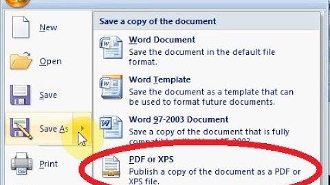 How to Save a Document as a PDF / XPS File in Office 2007