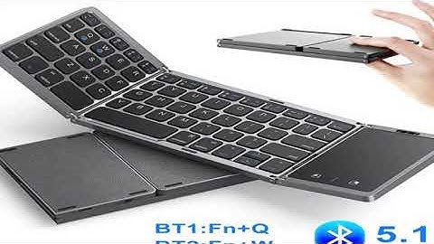 3-Folding Keyboard Mini Wireless Keyboard Foldable Dual Bluetooth Keyboard with Touchpad for Windo