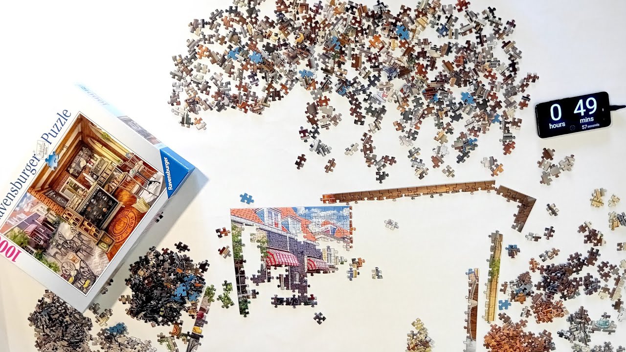 #105 Quaint Cafe Puzzle Time Lapse, Ravensburger 1000 piece. - YouTube