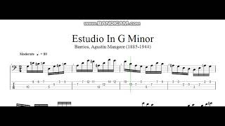 Estudio In G Minor_Barrios, Agustin Mangore (1885-1944) (classical bass tab)