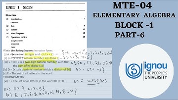 IGNOU  Math, IGNOU B.Sc. Math, IGNOU Math lecture, IGNOU MTE Block -1, Ch-1, Unit-01, Sets,  Part-06