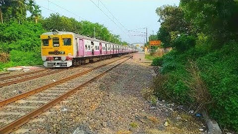 single windshield newly color Howrah-katwa  Emu Local speedy passing Throughout Indian railwayTraine