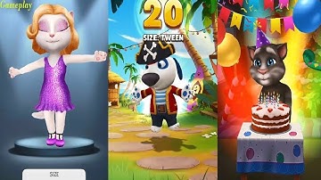 My Talking Angela LEVEL 145 VS My Talking Tom LEVEL 170  Talking Hank LEVEL 20 Old version Gameplay