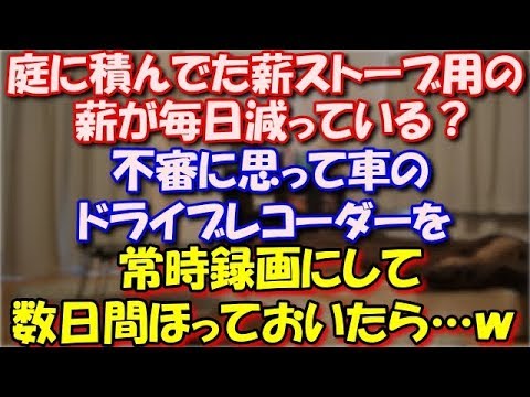 【泥ﾏﾏ】 庭に積んでた薪ストーブ用の薪が毎日減っているような気がする。 不審に思って車のドライブレコーダーを 常時録画にして数日間ほっておいたら…ｗ スカッと修羅場ラバンダ