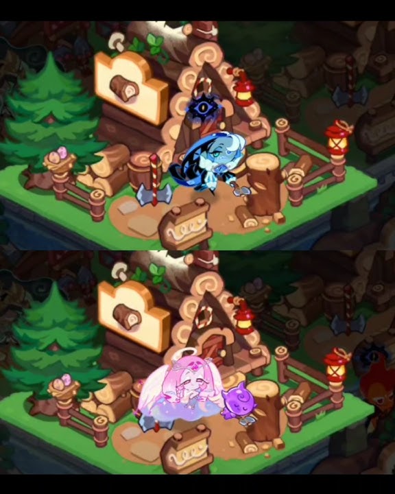 Eternal Sugar Cookie & Shadow Milk Cookie Cut down tree Comparison 💀 #cookierunkingdom #crk