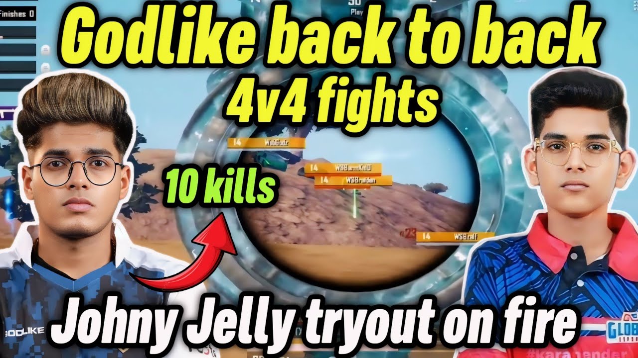 Godlike back to back 4v4 fight 🔥 Jonathan Jelly Tryout on fire 🥵 - YouTube