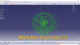 Gear Profile with Teeth, PCD Holes &amp; Keyway | Beginner to Pro Tutorial,CATIA V5 Sketcher Exercise 24