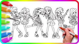 Coloring Pages EQUESTRIA GIRLS | How to draw My Little Pony | MLP  Easy Drawing Tutorial Art