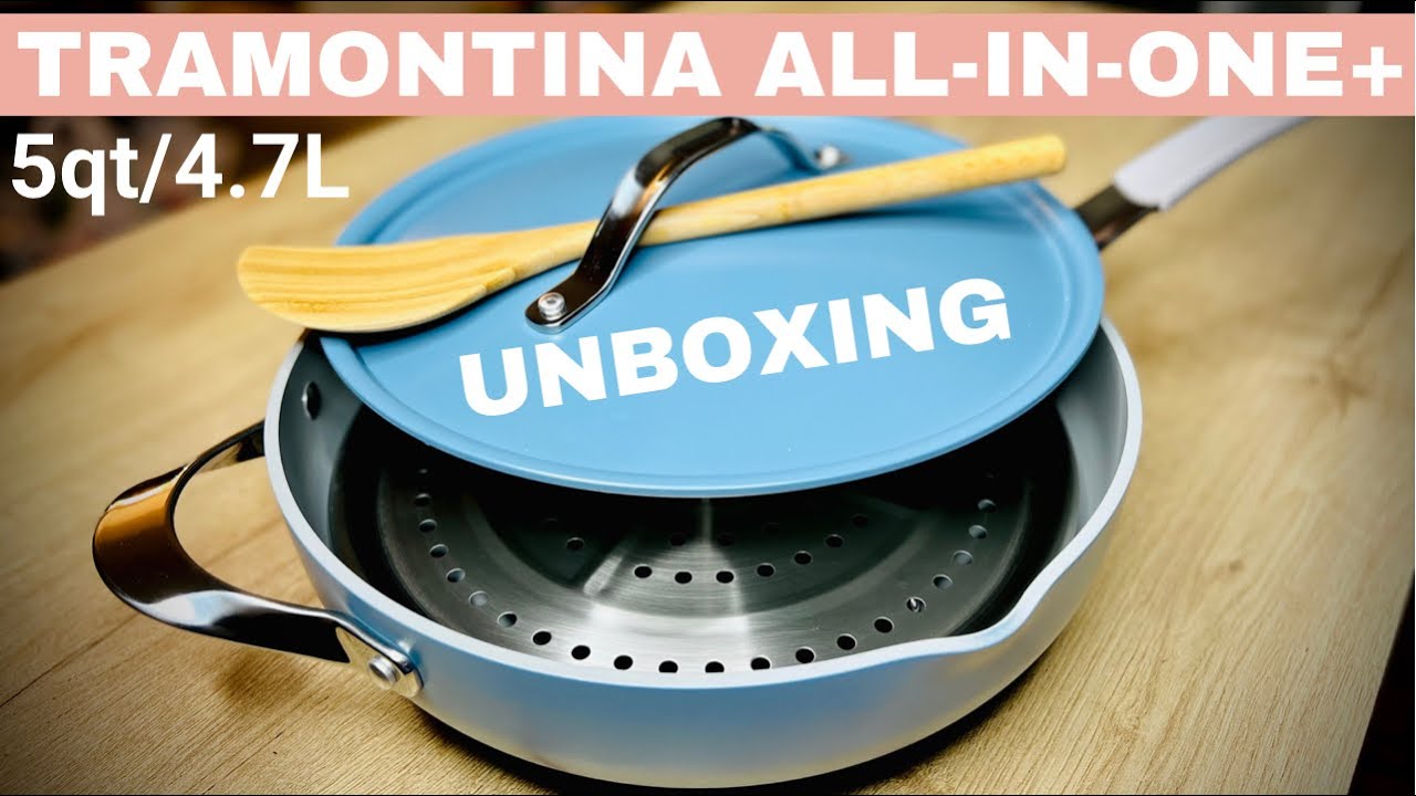 Tramontina 5 qt Ceramic Non Stick All in One Plus Pan 5 PC Set Color: Yellow 80110/082DS