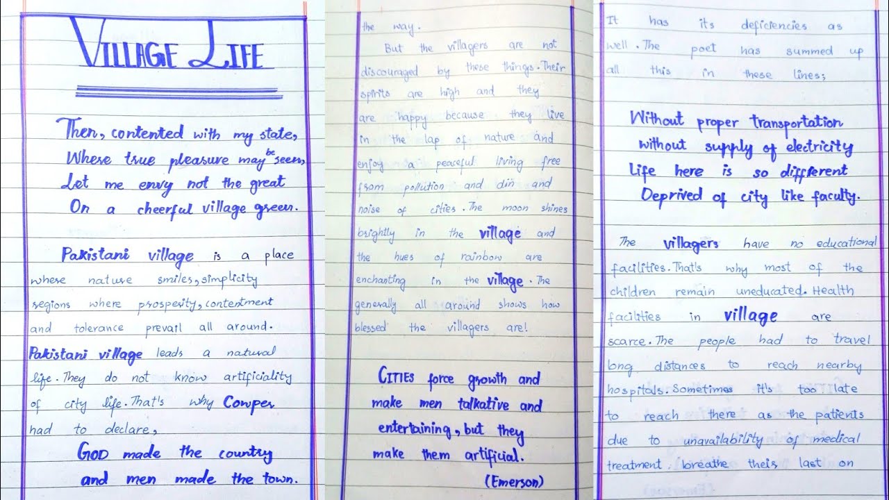 essay on village life class 12