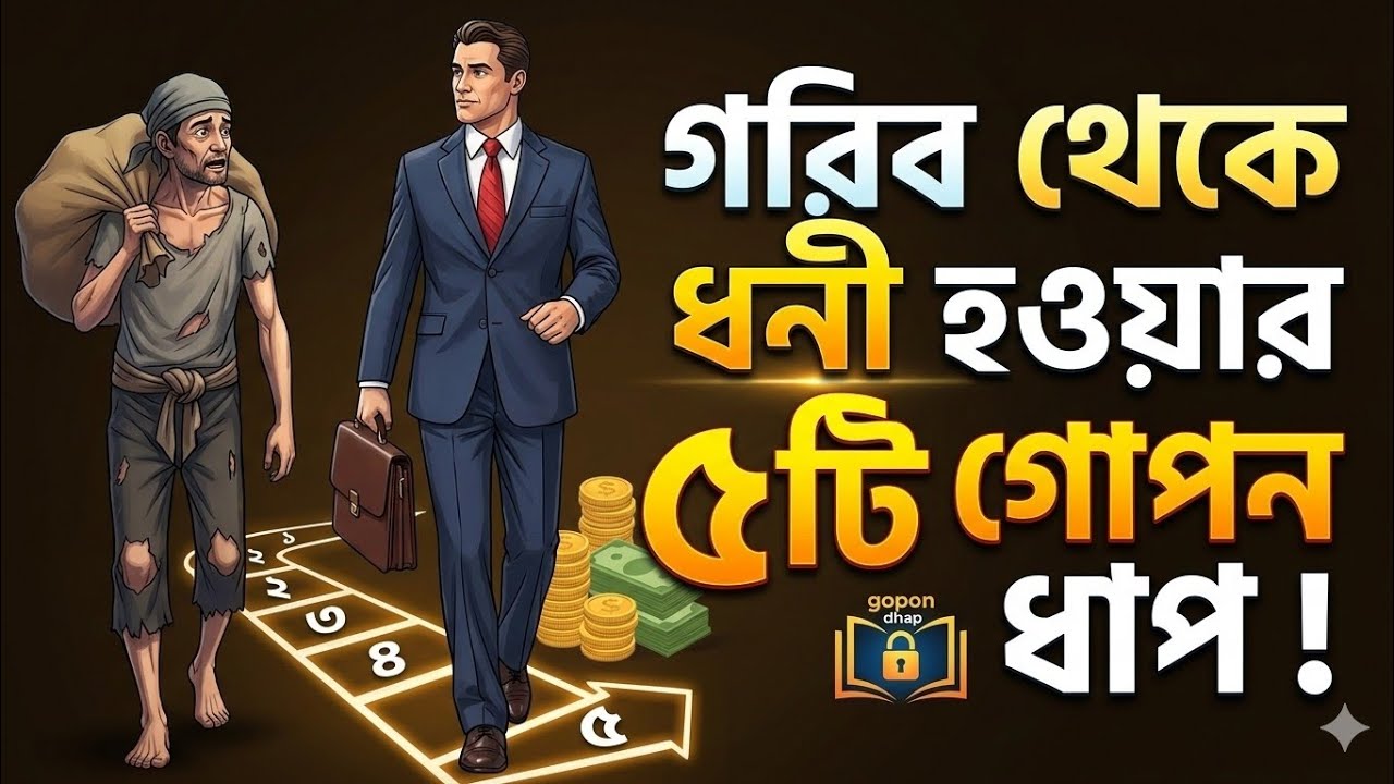 গরিব থেকে ধনী হওয়ার ৫টি গোপন ধাপ | Financial Freedom | Bangla Motivation | Bangla Quotes | Money 