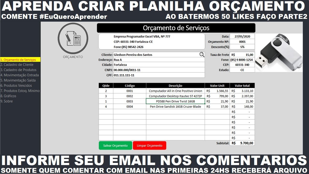 Como Criar Planilha de Orçamentos de Produtos e Serviços Passo a Passo ...