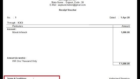 Tally Add On : Print Terms & Conditions in Receipt Voucher in Tally Prime Software.