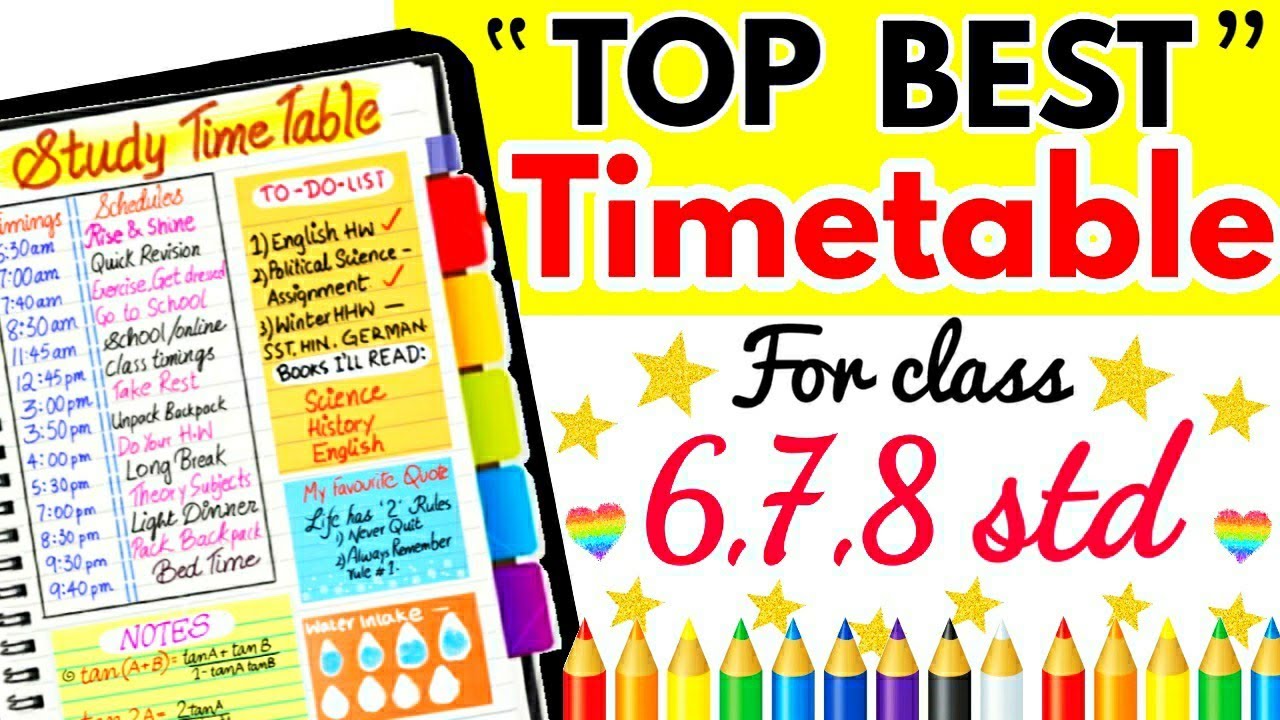TOPPER STUDENT BEST STUDY TIMETABLE Best Time Table For School