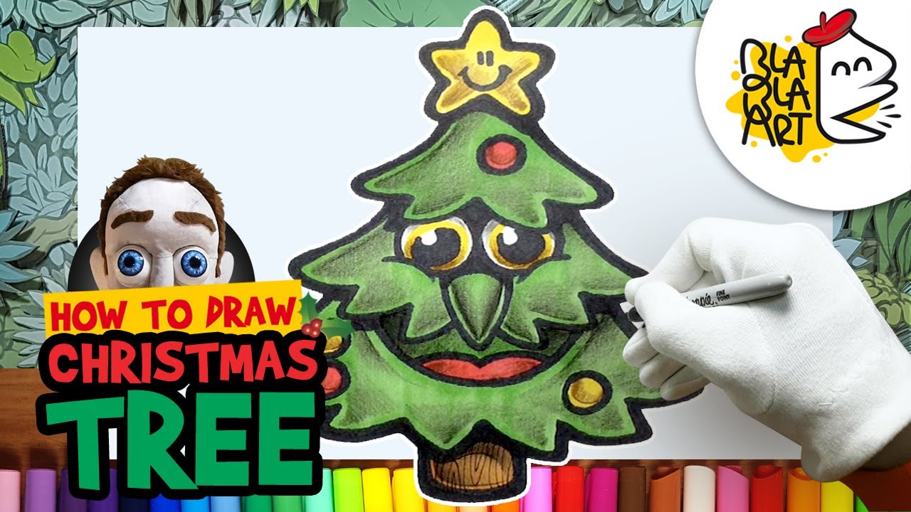 Poinsettia artforkidshub HOW TO DRAW A CHRISTMAS TREE | Best Christmas Drawing and Coloring for Kids | BLABLA ART - YouTube