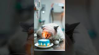 Download Lagu “Even with the IV Tube… He Still Celebrated His Birthday 🎂😿#IVKitty #CatInHospital #PetHope MP3