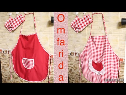 مريلة المطبخ بوجهين سااده ومنقوش اعمال يدوية  