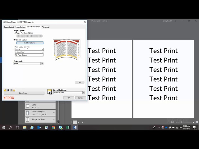 Xerox® Phaser® 3635 Multifunction Printer Printing Using Layout