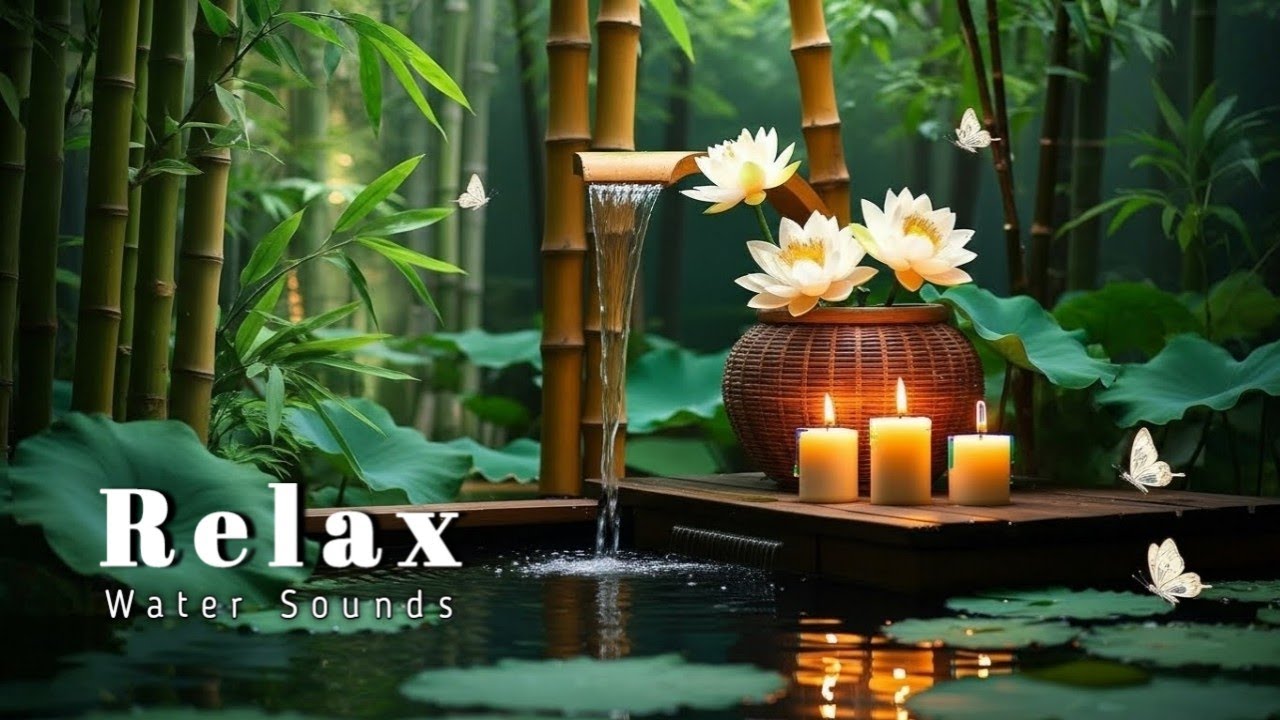 Healing Piano & Bamboo Water Fountain | Sleep, Meditation & Relaxation 