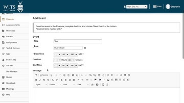 Sakai Training - 4 Using the calendar feature