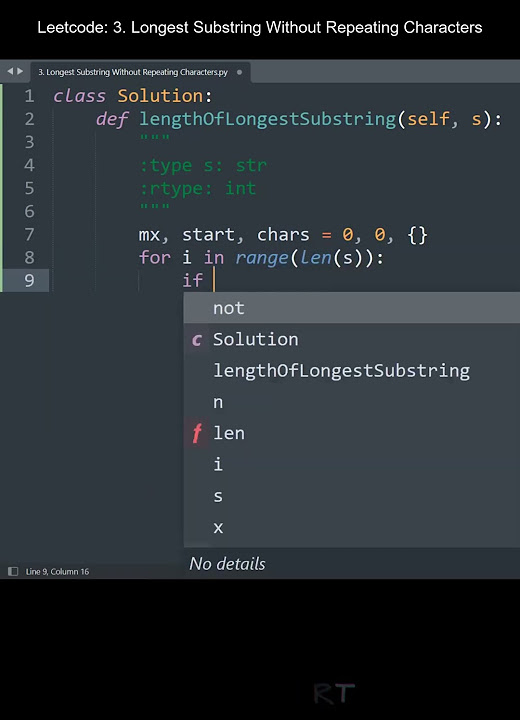 Leetcode 3. Longest Substring Without Repeating Characters in Python ...