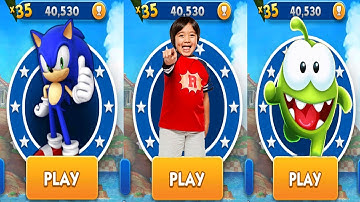 Sonic Dash vs Tag With Ryan vs Om Nom Run - All Characters Unlocked - Treasure Hunter Knuckles