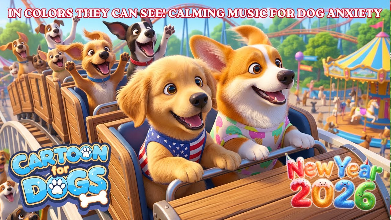New Music Cartoon for Dogs To Watch 2026, Colors they can see! 🐶 Anxiety Therapy, Panic Relief, Calm