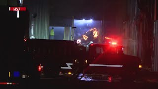 Crews continue to work at scene of Limestone industrial fire