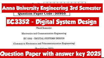 EC3352|Question Paper|Digital System Design|3rd semester examination question paper 2025|