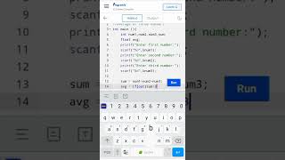 Program to print the average of 3 numbers in C | #shorts #coding #clanguage