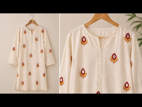 Easy Mirror Work Kurti Design ✨ Simple Hand Embroidery Mirror Work Kurti | Latest Kurti Design 2026