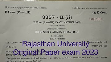 B.com 3rd year exam paper 2023 | BADM | E commerce | Dr. Ruchi Khandelwal