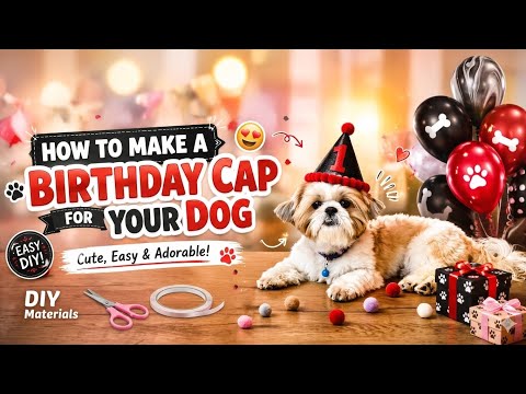 How to make birthday cap for you dogs 🥳🐶 || SIMPLE &  Easy #itsmemilo #diy #craft #dogs #yt #shihtzu
