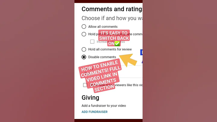 HOW TO ENABLE COMMENTS ON YOUTUBE TURN ON COMMENTS ON YOUTUBE SWITCH ON COMMENTS DISABLE TURN OFF
