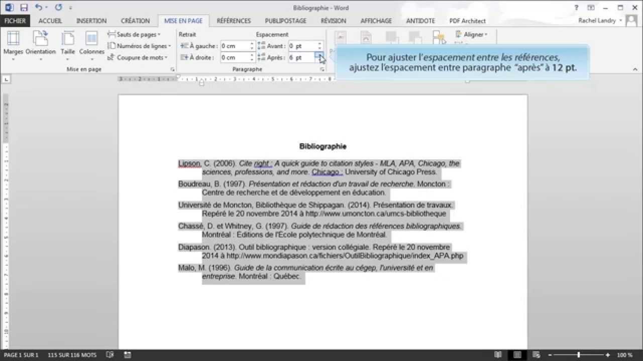 Youtube Video: Comment faire la mise en page d'une bibliographie