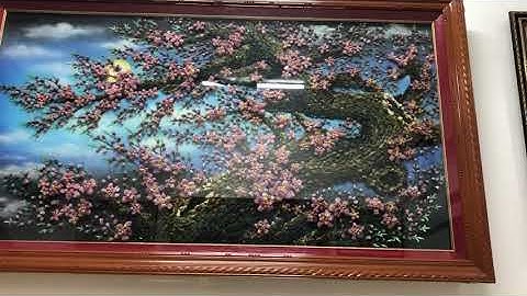 Đá quý thịnh vượng- tranh đá quý- hoa đào Ruby lục yên