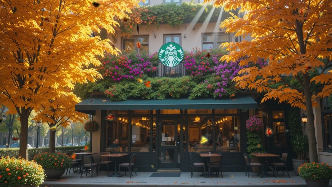OUTDOOR STARBUCKS COFFEE AMBIENCE – Relaxing Jazz Music for Work, Study, and Focus – No Ads |