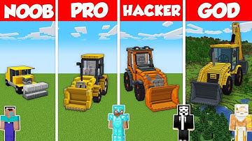 EXCAVATOR TRACTOR HOUSE BUILD CHALLENGE - Minecraft Battle: NOOB vs PRO vs HACKER vs GOD / Animation